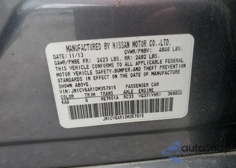 2013 Infiniti G37 from USA, damaged, VIN JN1CV6AR1DM357915